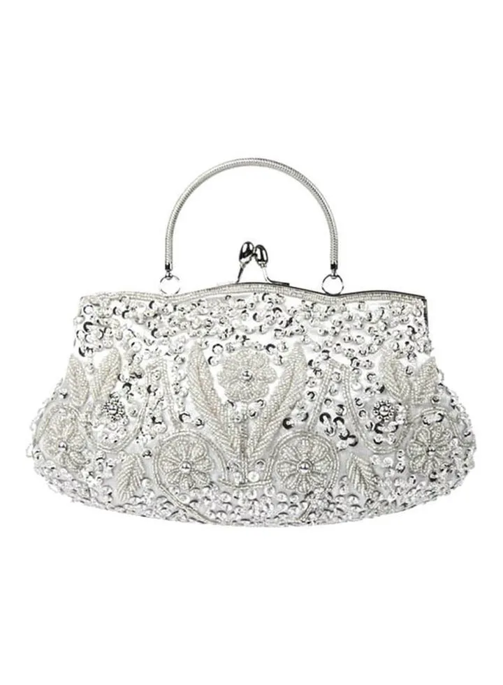Vintage Handmade Clutch Bag Silver