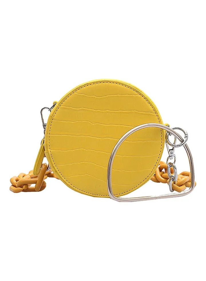Solid Colour Elegant Zipper Closure Chain Handbag Yellow