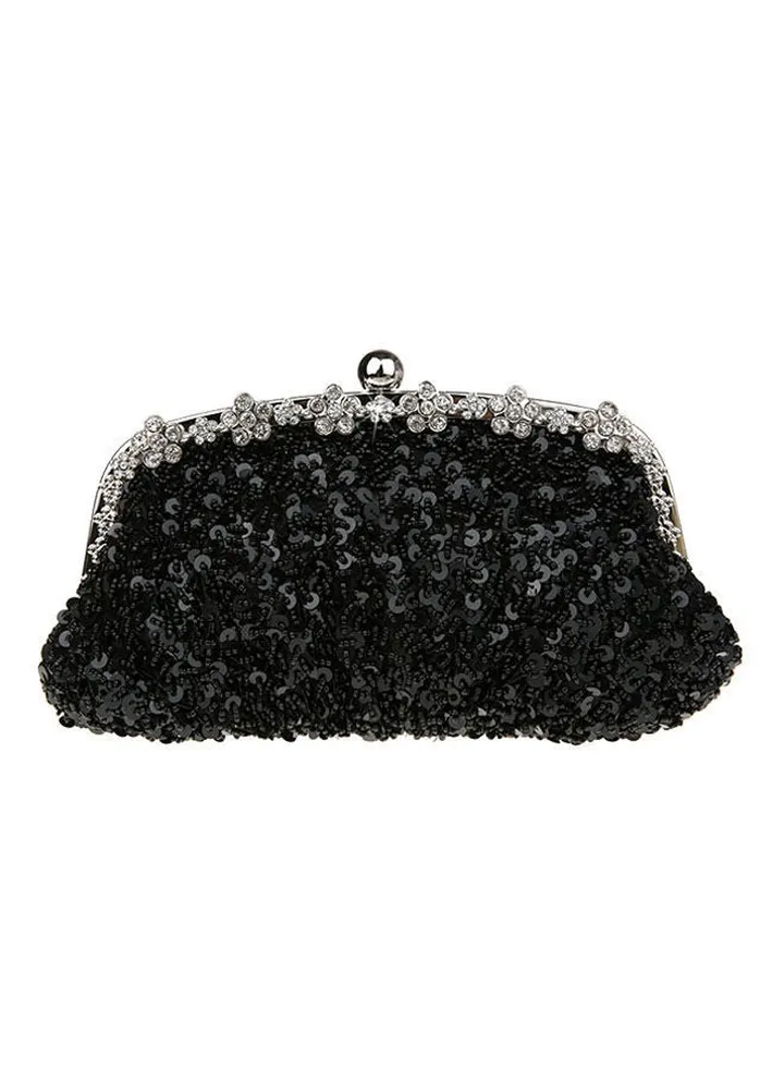 Sequin Clutch Black