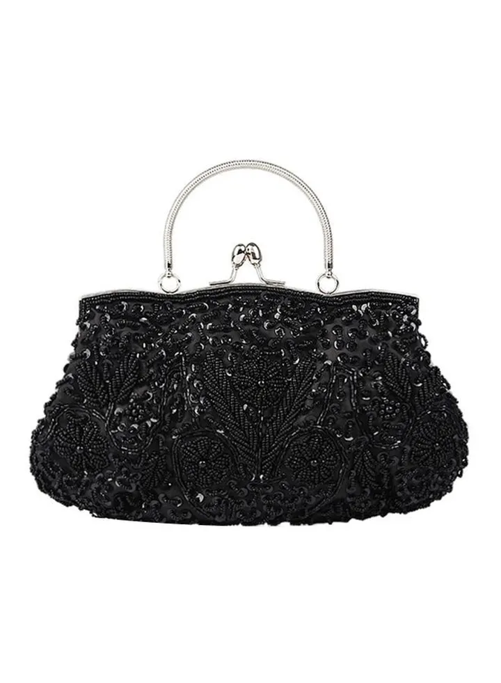 Vintage Handmade Clutch Bag Black