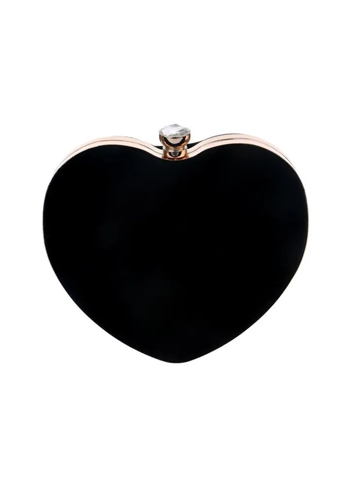 Heart Shaped Clutch Black