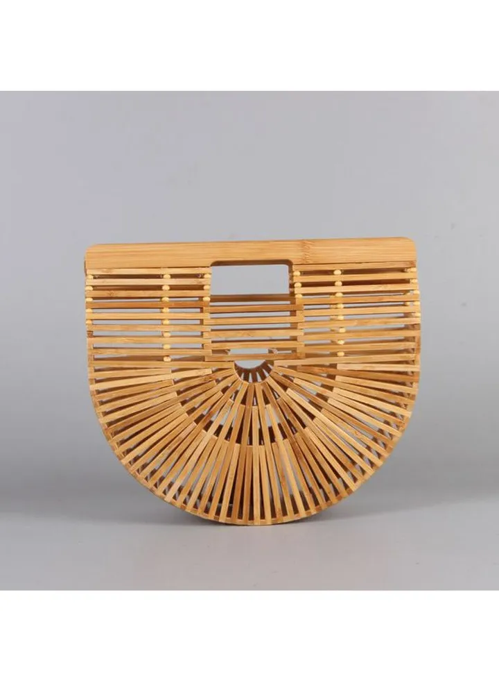Portable Half Moon Bamboo Clutch Brown