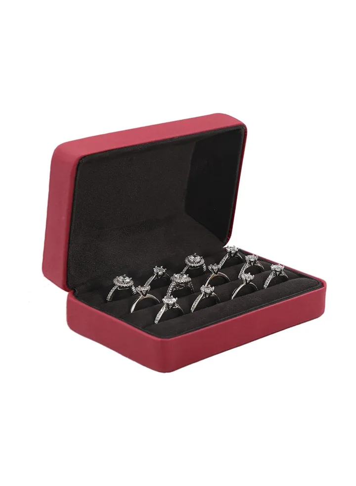 Portable Jewelry Rings Organizers, Ring Storage Boxes for Multiple Rings, Stylish Travel Jewelry Case for rings, earrings, brooches and cufflinks (Red)