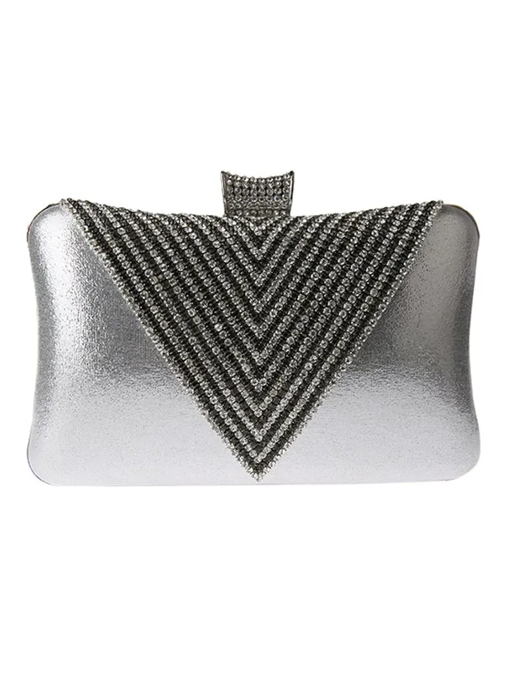 Detail Sequin Clutch Silver