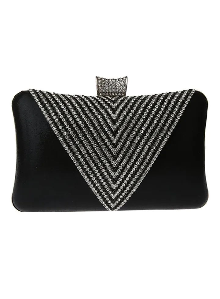 Detail Sequin Clutch Black