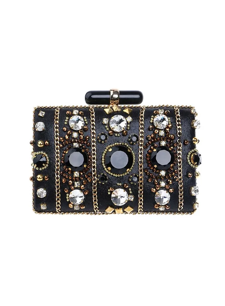 American Style Beaded Clutch Bag Black