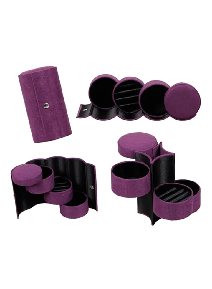 Portable 3 Tiers Compartment Cylinder Lint Roll Up Jewelry Box