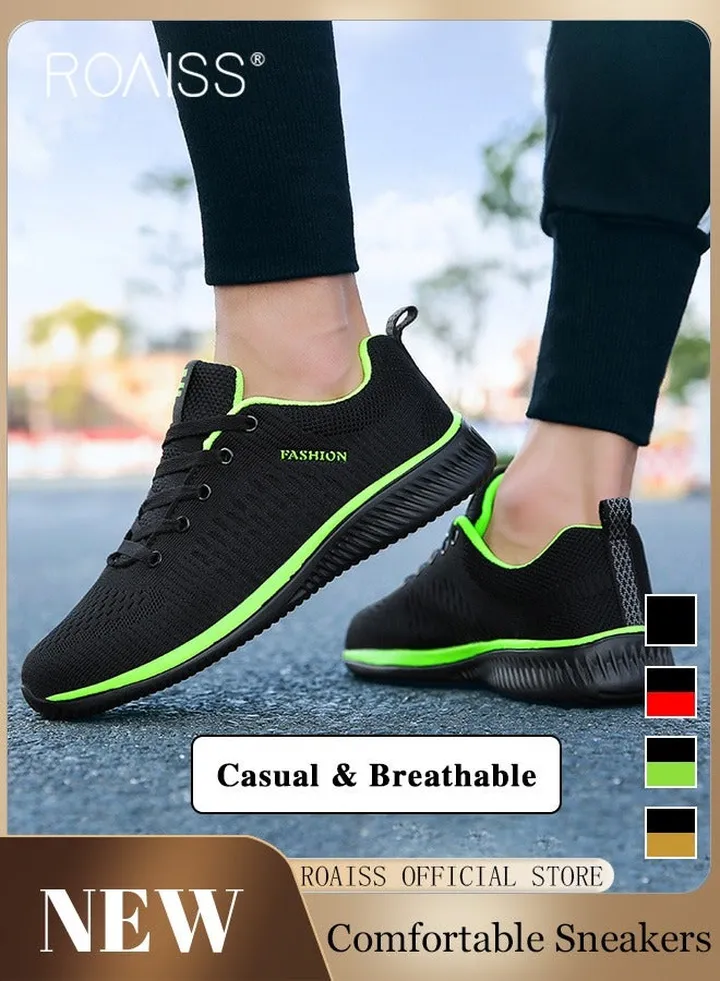 Men Running Shoes Mesh Outdoor Lace-Up Men Sneaker Walking Shoes Ultra Lightweight Breathable Anti-Slip Casual Shoes Men Athletic Running Shoes