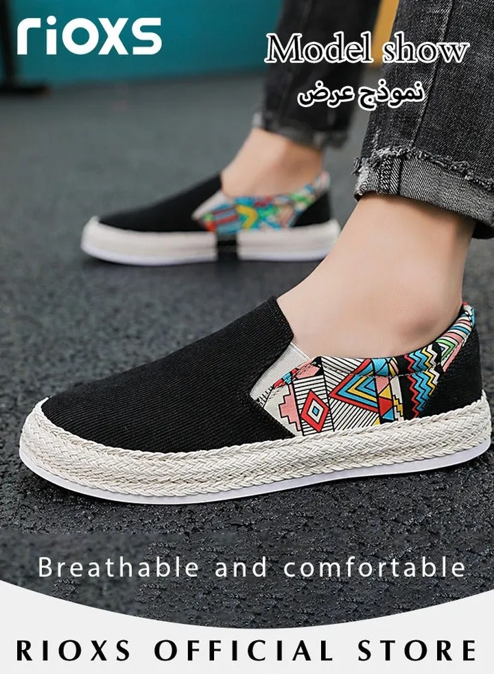 Men's Classic Canvas Low Top Sneakers Lightweight Breathable Casual Slip On Shoes Fashion Comfortable Flat Sandals