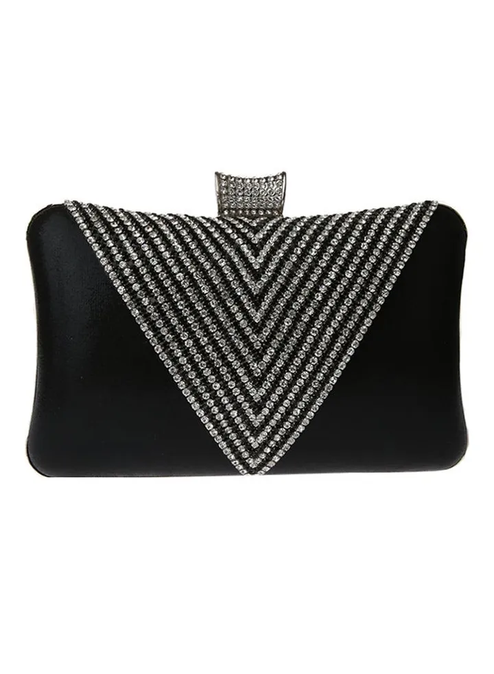Detail Sequin Clutch Black