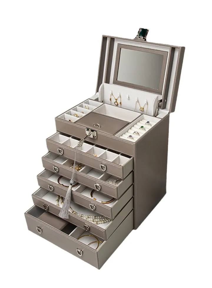 Leather jewelry box multifunctional large capacity high-end jewelry jewelry watch earrings storage box