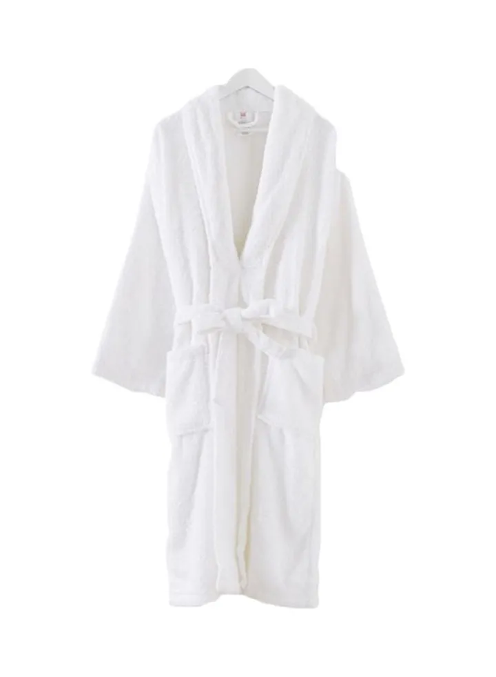 Solid Cotton Bathrobe White XL
