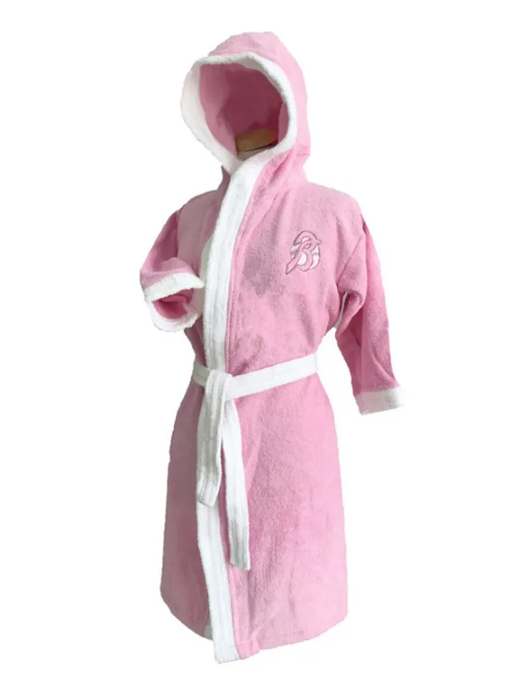 Kids Hooded Bath Robe For 4 Years Light Pink/White XSNone