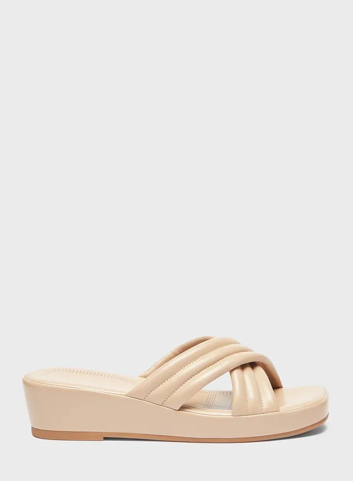 Cross Strap Wedge Sandal