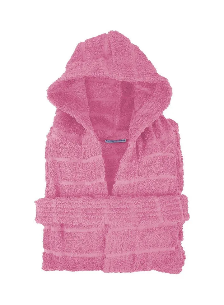 Egyptian Cotton Hooded Bath Robe For 16 Years Pink 94cm