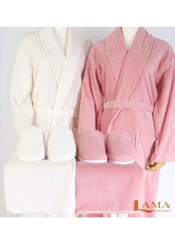 Set Bath Robe Creamy and Pink