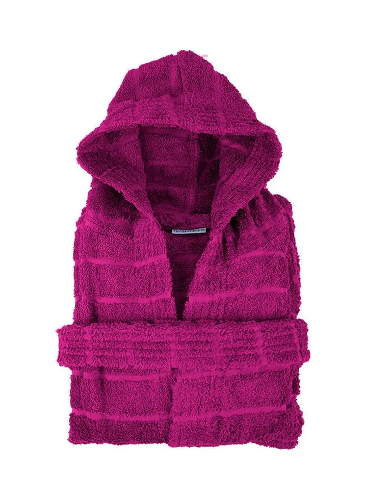 Egyptian Cotton Hooded Bath Robe For 16 Years Fuchsia 94cm