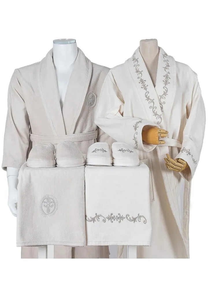 Set Bath Robe Beige Double