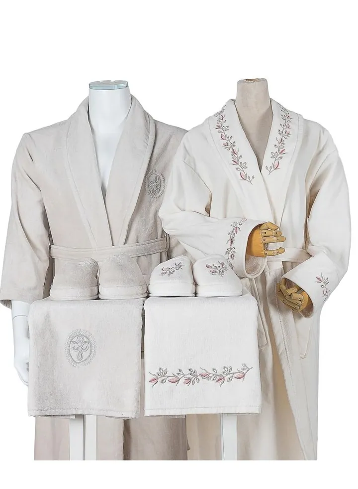 Set Bath Robe Beige Double