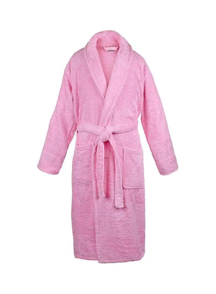 Cotton Bath Robe With Pockets Pink XL