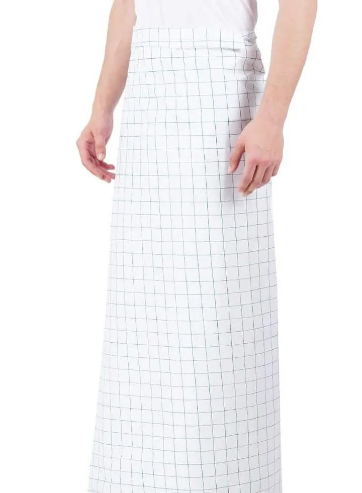 Cotton men's white and Blue Lining Shade Lungi