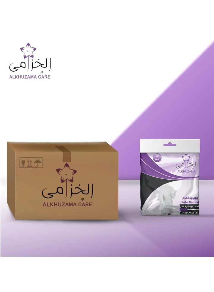 Robe with sleeves for single use from lavender carton of 10 pompons 100 pieces white