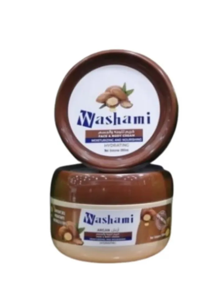 Washami face and body cream with argan oil, moisturizing and nourishing moisturizer, weight 380 grams