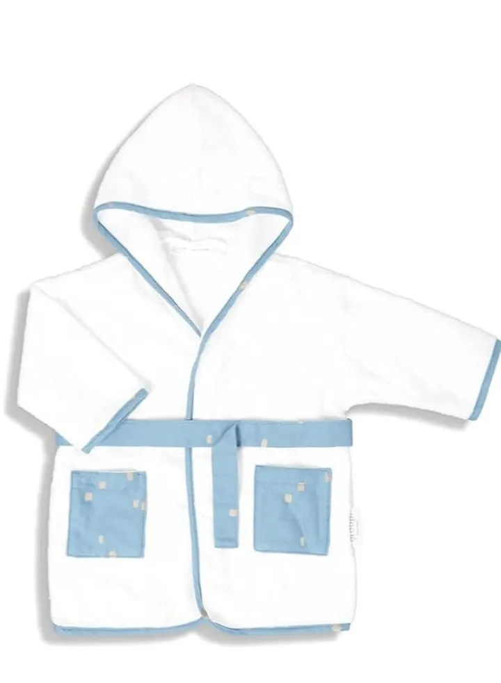 Gloop Organic Bath Robe City Blue 0-12M