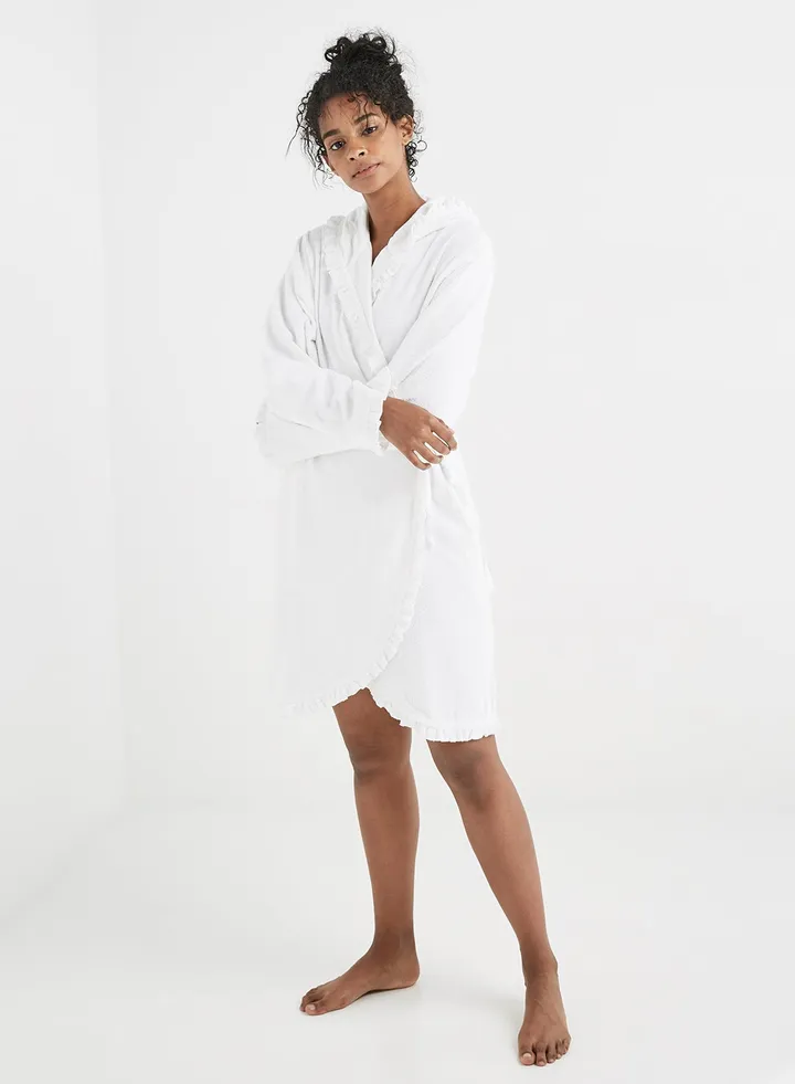 Malika Hooded Bathrobe White