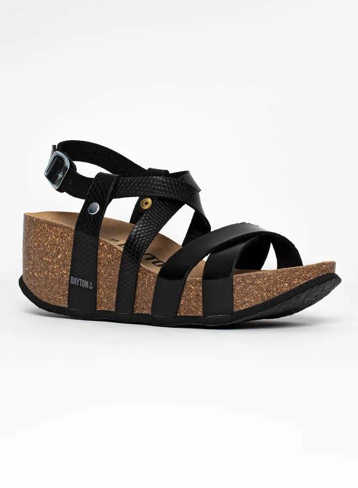 Palmas Black Wedge Sandals