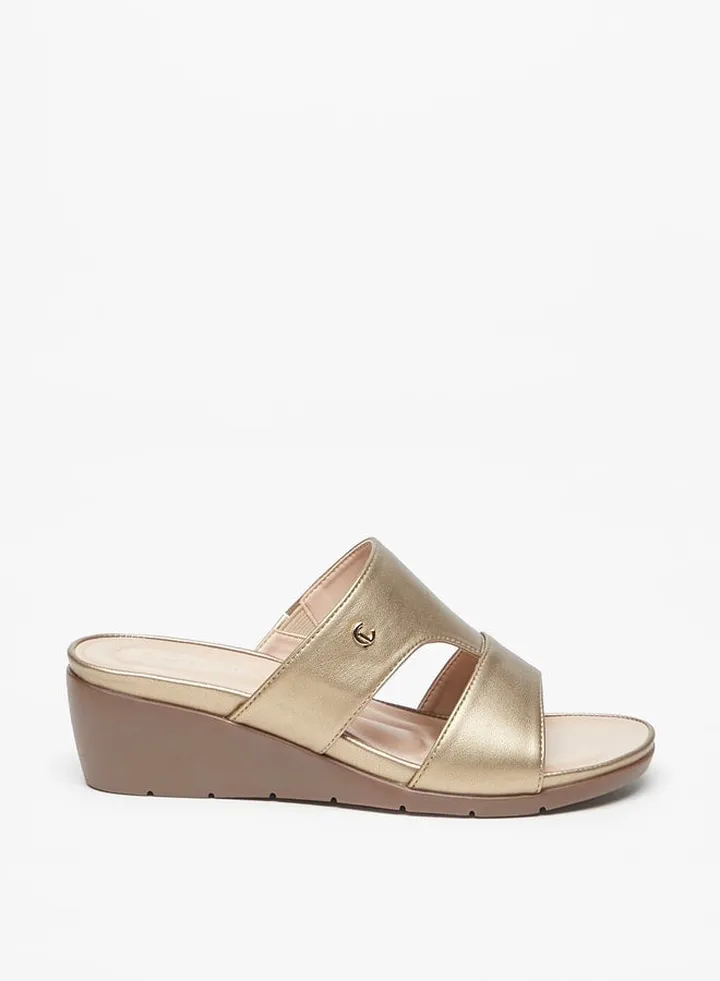 Women's Solid Slip-On Sandals with Wedge Heels