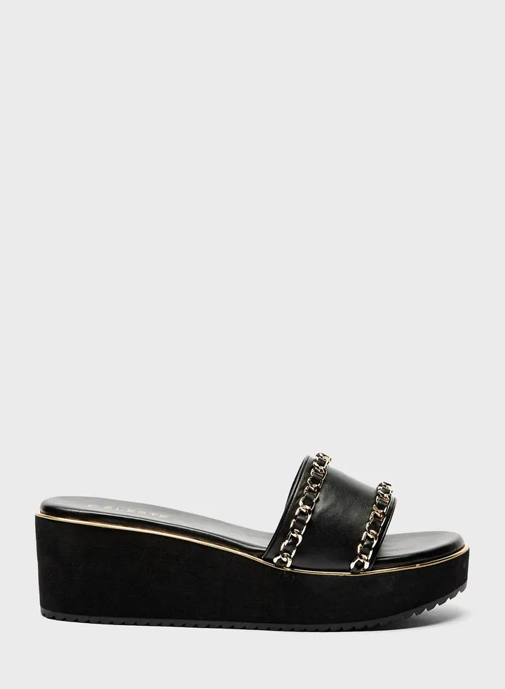 Wide Strap Wedge Heel Sandals