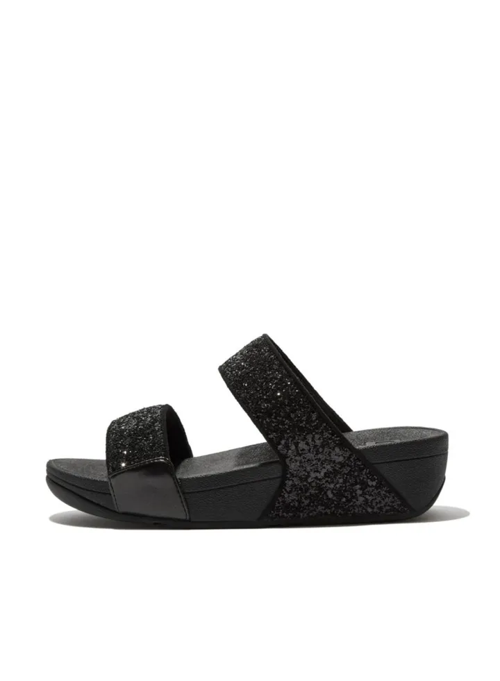 Ladies Lulu Glitter Slides - Black Glitter ET3-339 39