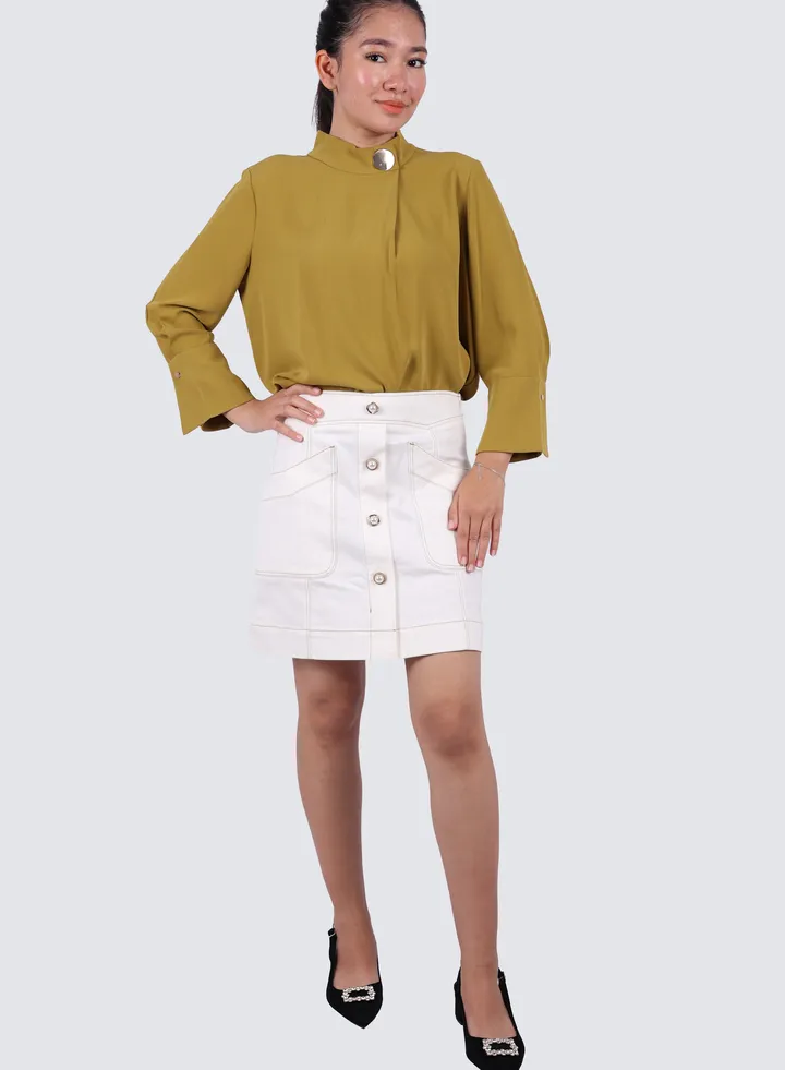 Women's Lucas Stitch Denim Mini Skirt White