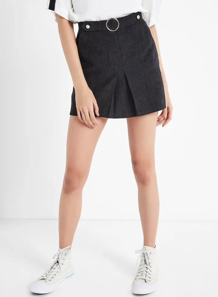 Casual Wear Corduroy Mini Skirt Black