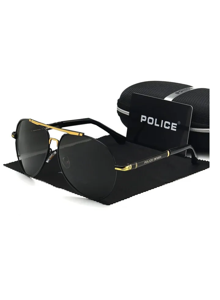 New Fshion High Quality Men's Sun Polarized Glasses Protects You from UV Rays Metal High-end Sunglasses Black Frame Black Gold