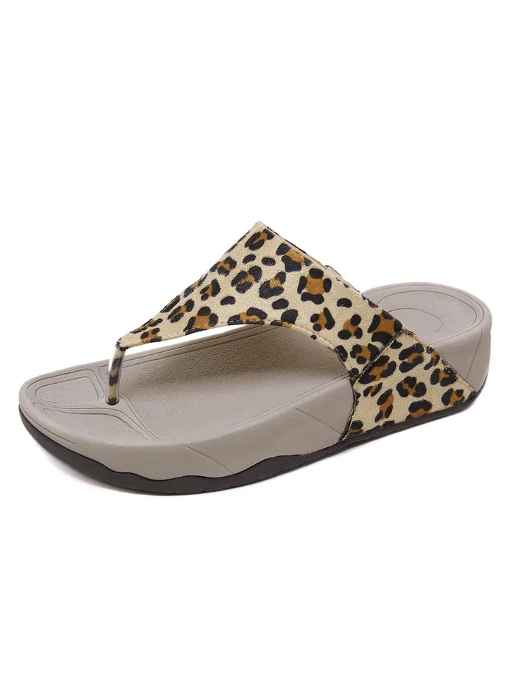 Leopard Print Wedges For Women Multicolour