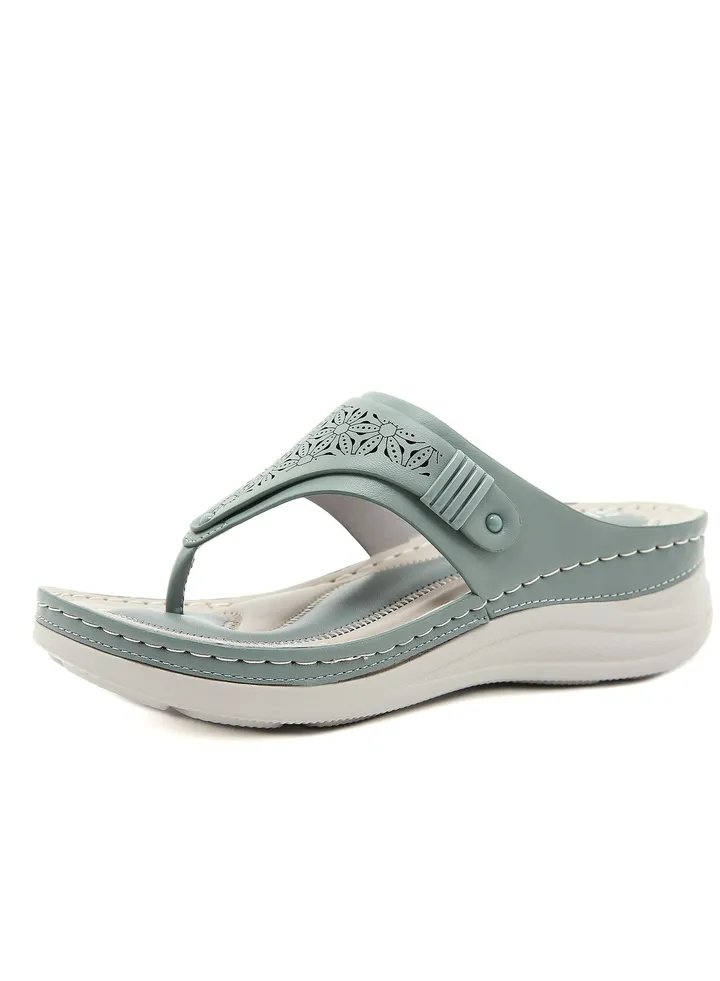Round Toe Fashion Cutout Sandals Green