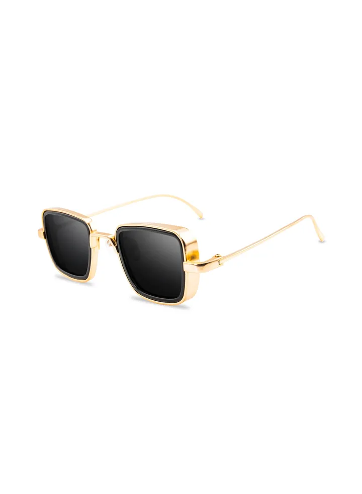 58157 New Sunglasses Men's Retro Thick-rim Metal Square Frame Trendy Sunglasses Gold 50mm