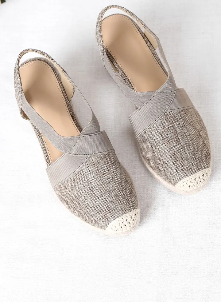 Closed Toe Espadrille Wedges Sandals Brown