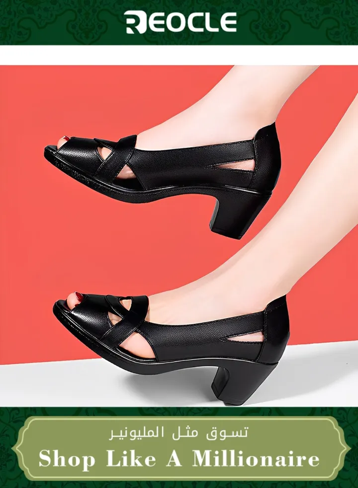 Women's Heel Sandals Open Toe Block Heel Sandals Chunky Platform High Heels with Soft Sole Fish Mouth Sandals Pump Sandals Shoes