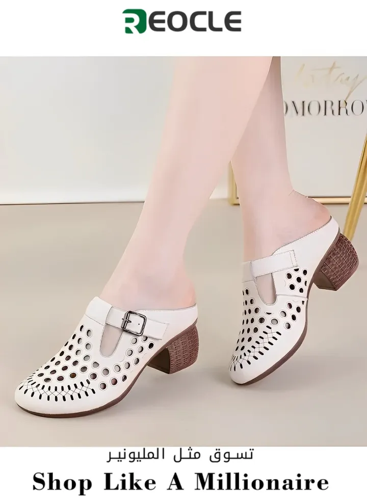 Women's Mules Sandals Slip on Casual Shoes Comfortable Closed Toe Dressy Wedge Mule Breathable Wedge Sandals Summer Sandals for Walking