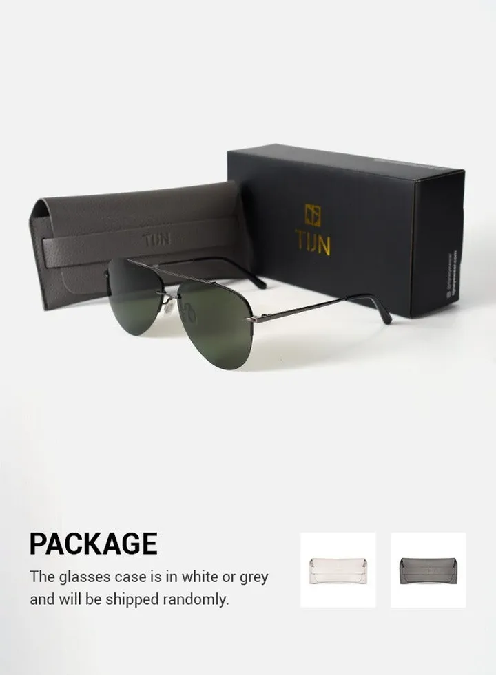 TIJN Pilot Frame Sunglasses for Men and Women - Dark Green
