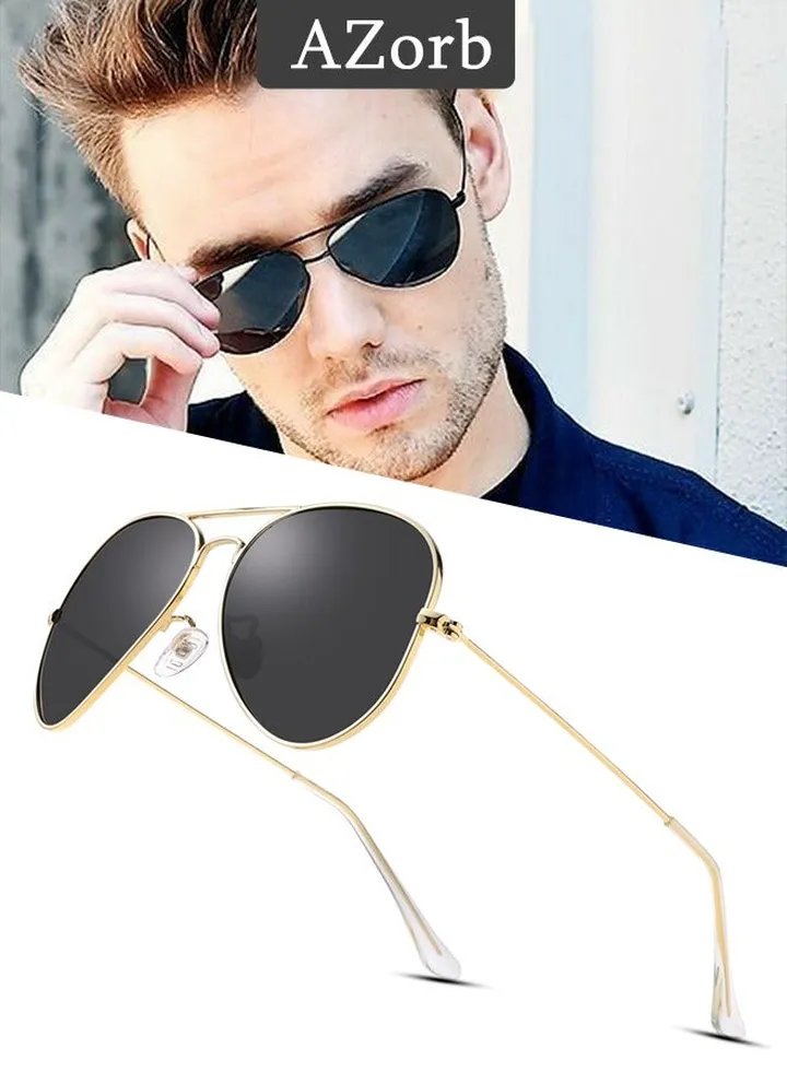 Polarized Aviator Sunglasses for Men Women Metal Frame Glasses Men's Sunglasses UV400 Protection, Fashion Travel Driving Fishing Glasses for Women Men Gold