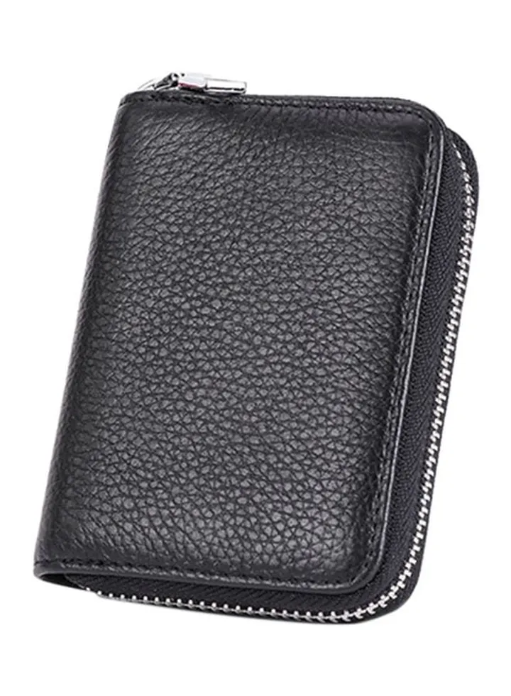 Calfskin Leather Card Holder Black