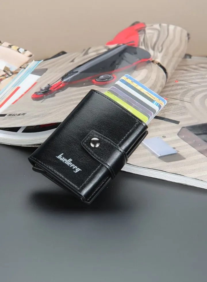 New BAELLERRY Men's RFID Blocking Metal Aluminum Alloy Card Holder Wallet with Auto Pop-up Card Slots