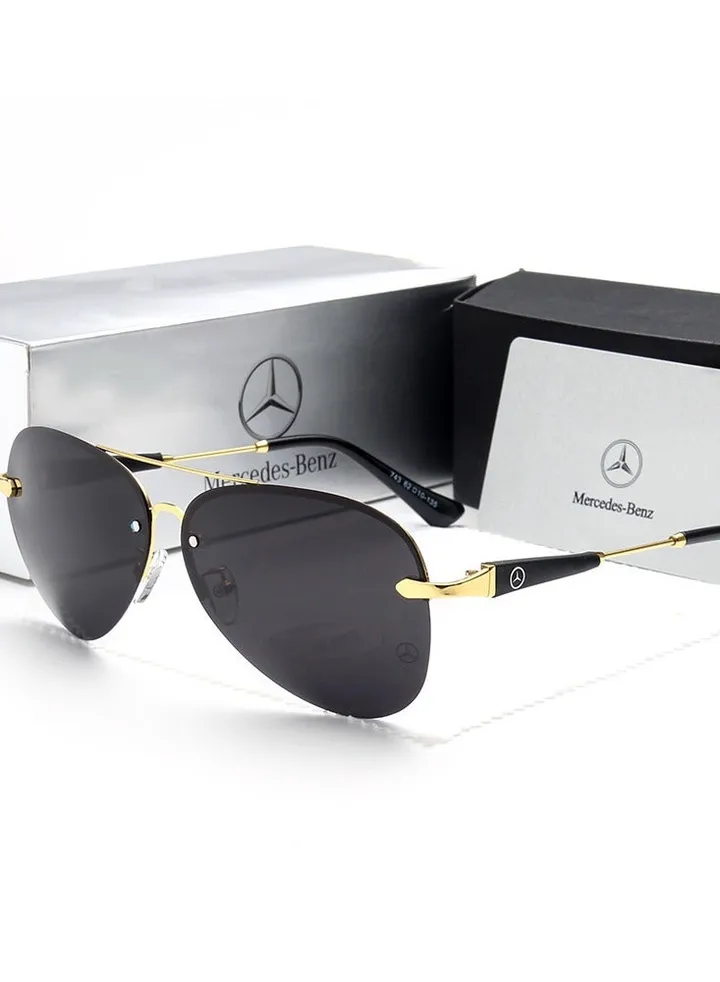 New Mercedes Benz Rimless Sunglasses Men's Polarized Glasses Black Gold Frame