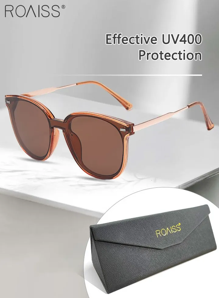 Square Sunglasses for Men Women, UV400 Protection Trendy Anti-Glare Classic Sun Shades with Glasses Case for Shopping Party Travel 67mm