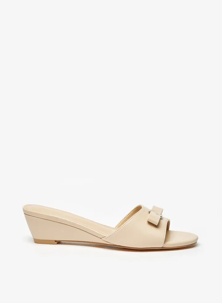 Womens Logo Accented Slip On Sandals With Wedge Heels By Shoexpress