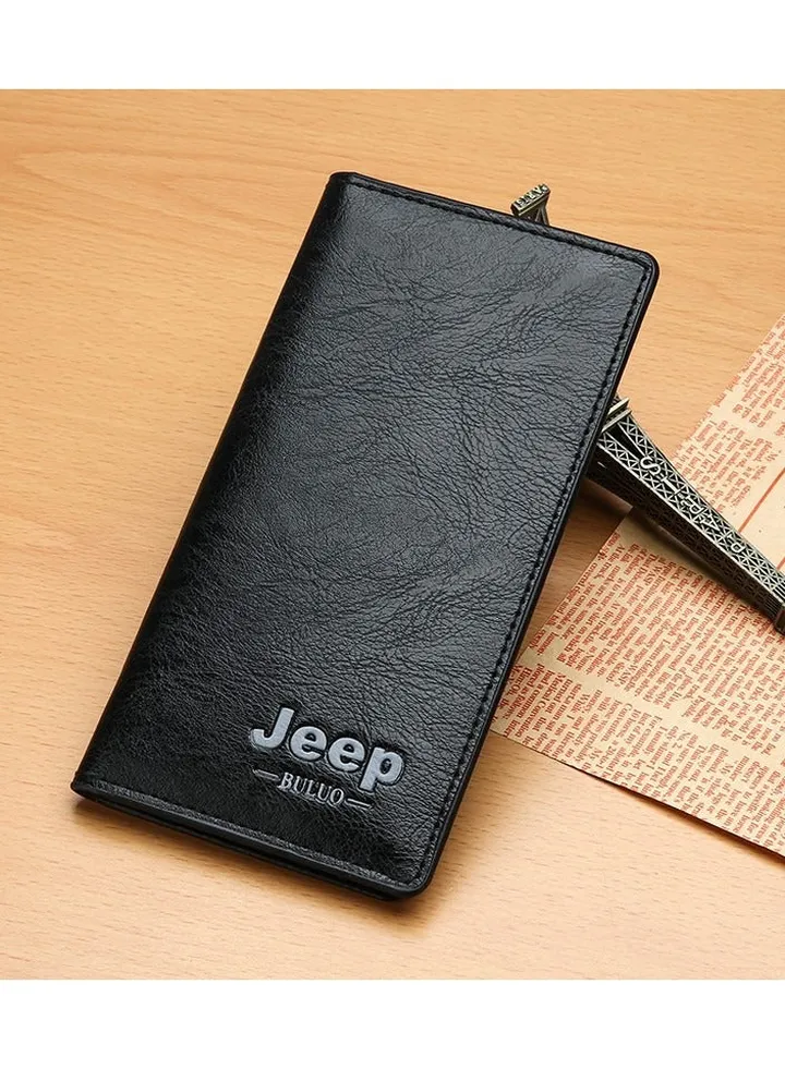 Long Men's Wallet Multi-Card Clutch Wallet Retro Business Texture Wallet Card Holder Coin Purse Suitable For Husband Father Son Boyfriend Dark Coffee Color